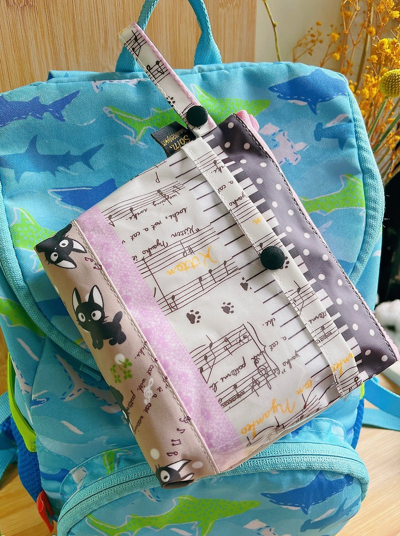 防水収納袋ピアノ猫薬袋給餌薬袋化粧品袋 - ポーチ - 防水素材 ピンク