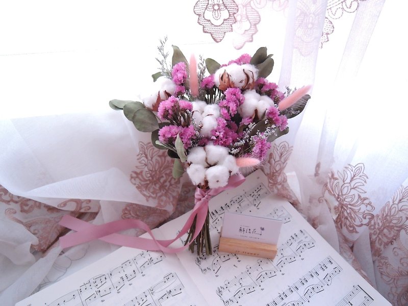[Jasmine Pink] dry bouquet / bouquet / outside shot / wedding dress / cotton bouquet / small - ตกแต่งต้นไม้ - พืช/ดอกไม้ สึชมพู