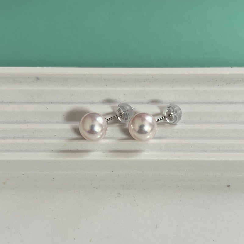 Pearl stud earrings Akoya pearls 7.5-8mm / 8-8.5mm Made in Japan PT/18K - Earrings & Clip-ons - Gemstone White
