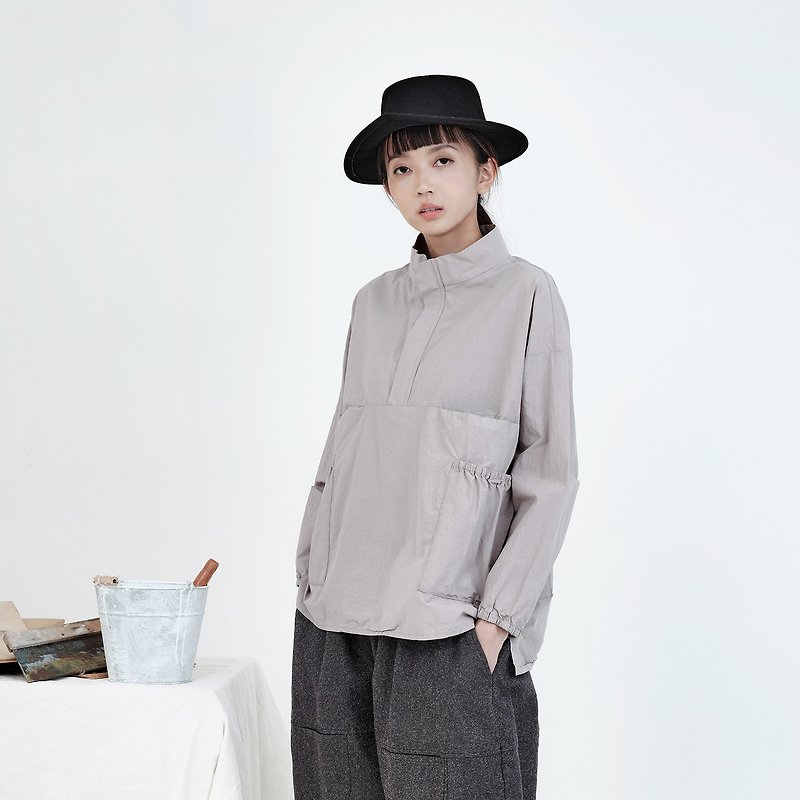 Statement multi-pocket pullover top - Women's Tops - Cotton & Hemp Gray