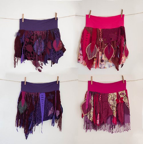 SARINAS Purple and pink short fairy skirt, summer festival style clothing