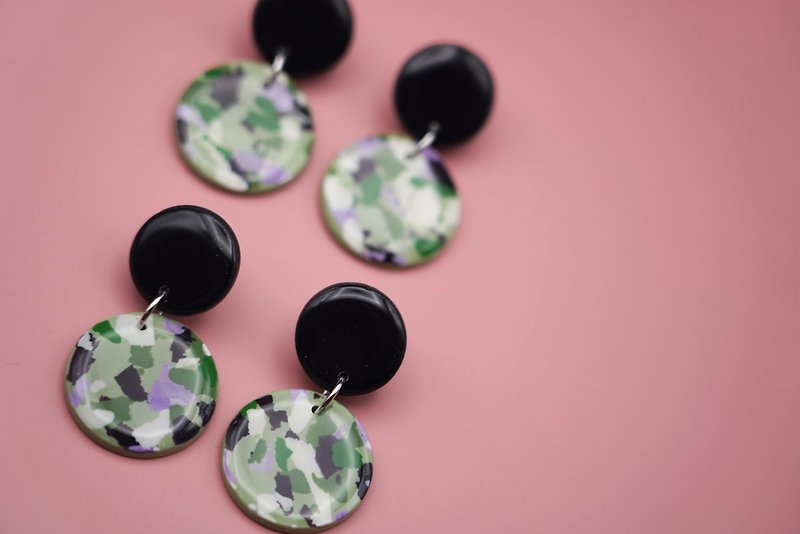 camouflage round earrings - Earrings & Clip-ons - Clay Green
