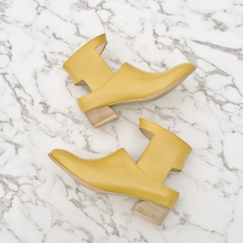 Architecture Series No.2 Sayamaike Museum - Boots - High Heels - Genuine Leather Yellow