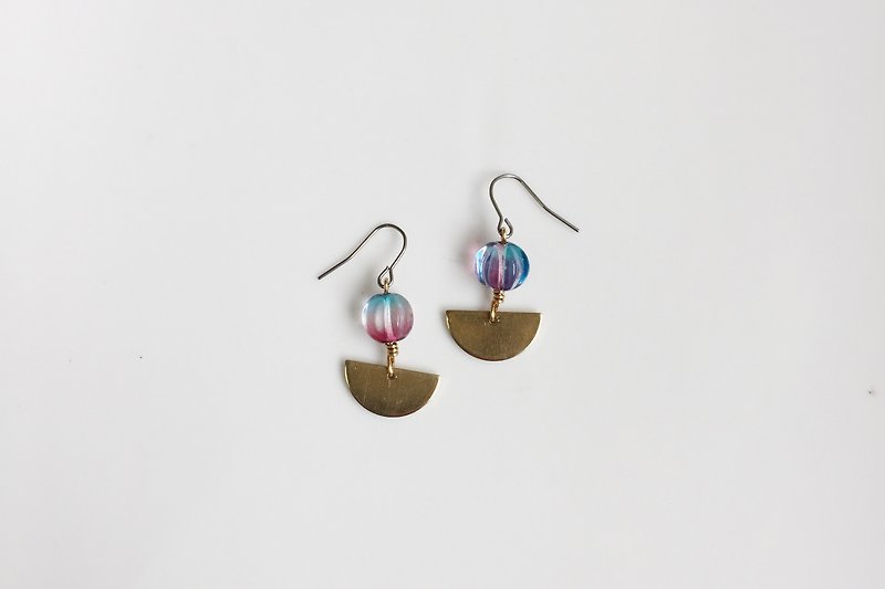 Rainbow brass glass earrings - Earrings & Clip-ons - Glass Purple
