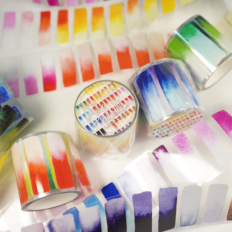 【My 108 Watercolour Colour Gradient Palette】PET Decorative Masking Tape - มาสกิ้งเทป - พลาสติก หลากหลายสี