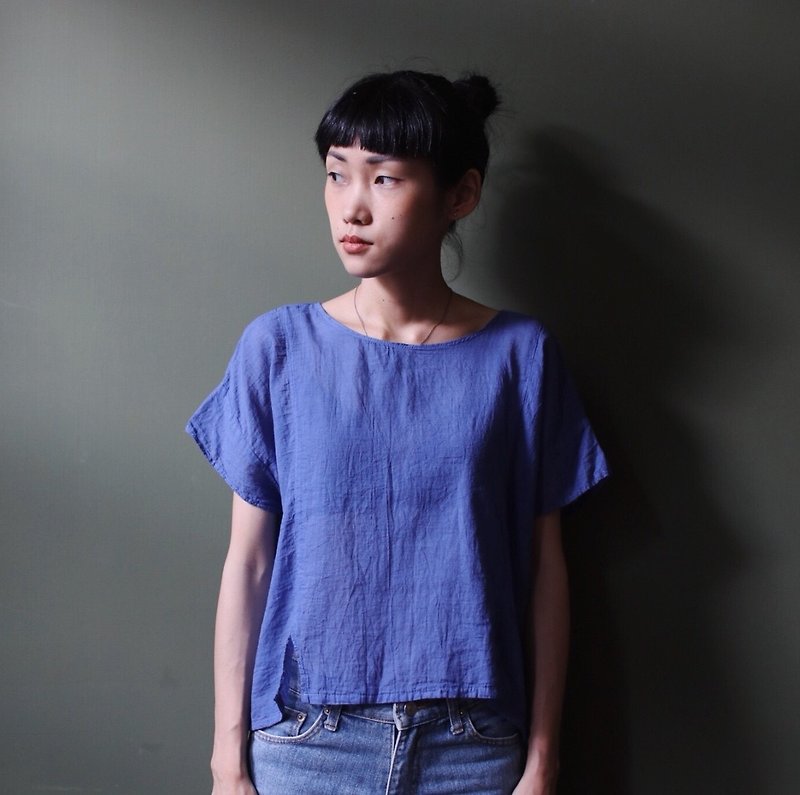 OMAKE Select 短板夏季四邊片狀開衩棉上衣 藍紫 - 女裝 上衣 - 棉．麻 藍色