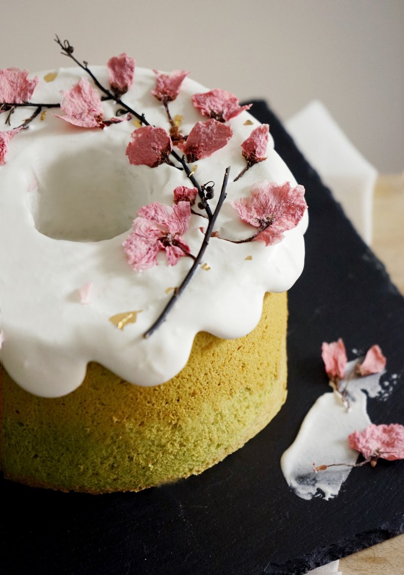 Baking Course-Salted Sakura Matcha Red Bean Chiffon Cake - Cuisine - Fresh Ingredients 