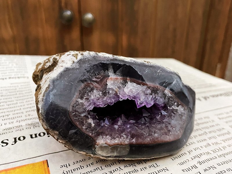 能量擺件 天然紫晶 消磁 淨化 財富 貴人 紫晶鎮 錢袋子 - 擺飾/家飾品 - 水晶 紫色
