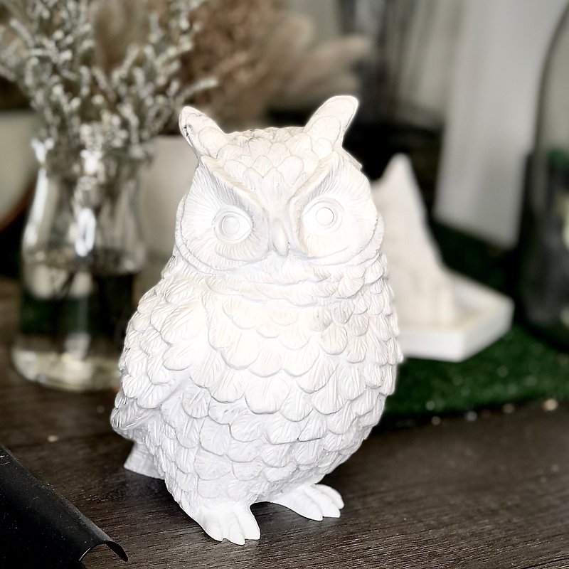 Hand-made exquisite simulated owl diffuser Stone gift box containing 5ml of fragrance - Items for Display - Other Materials White