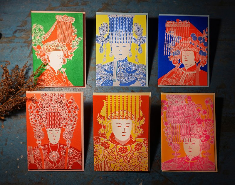 Travel with the heart of Mazu - a set of hand-painted cards (6 pieces) around the island - การ์ด/โปสการ์ด - กระดาษ หลากหลายสี