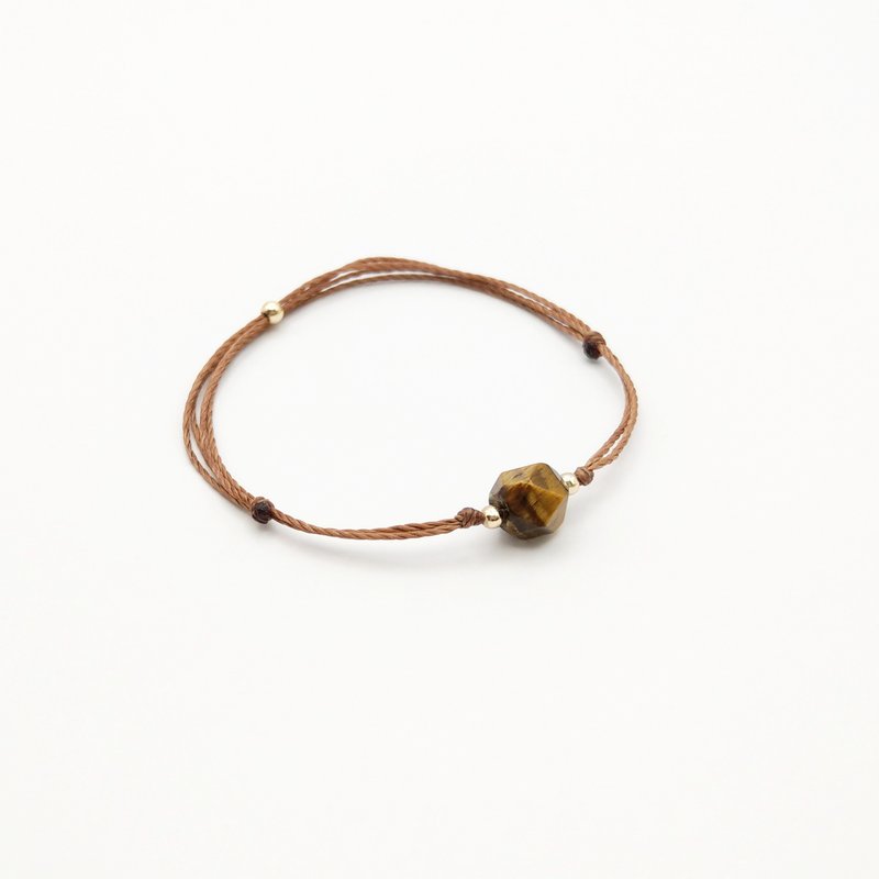 Natural crystal tiger's eye cut corner crystal waterproof Wax thread bracelet - สร้อยข้อมือ - คริสตัล 