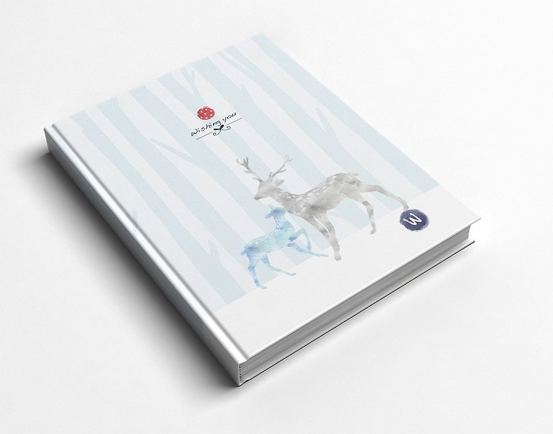 Striped moose forest handmade book/notebook/handbook/diary-Rococo strawberry WELKIN handmade - สมุดบันทึก/สมุดปฏิทิน - กระดาษ 