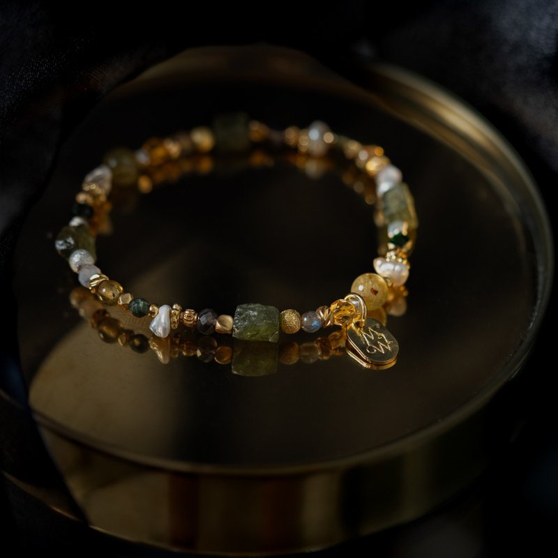A Gift to the World I Green Phosphorus Grey Tsavorite Citrine Bracelet C1674 - สร้อยข้อมือ - เครื่องเพชรพลอย 