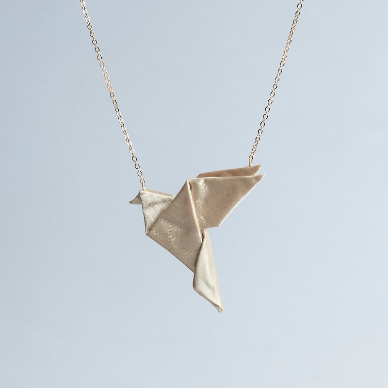 \ GOLDEN BIRDS / Origami Accessory_Freedom Bird - Necklaces - Silk Gold