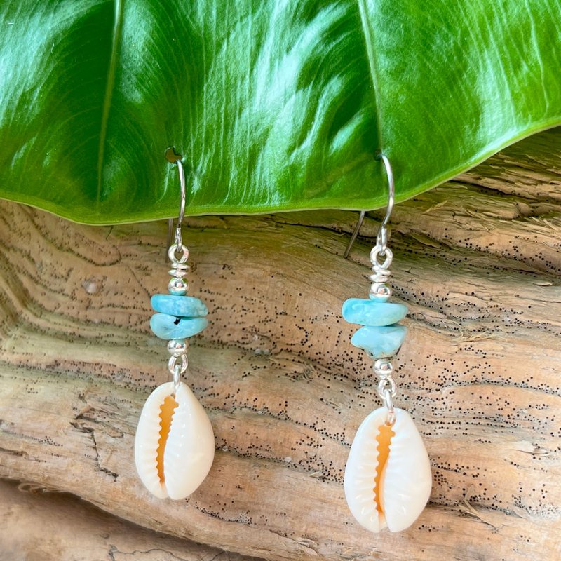 天然石系列 / 拉利瑪,貝殼 / 耳環 / 耳夾 / 耳針 / 耳勾 - 耳環/耳夾/耳骨夾 - 其他材質 