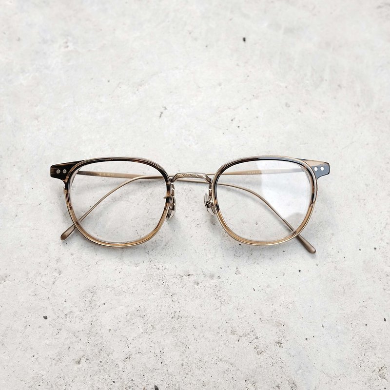 目目商行】新款 韓國手工鈦金屬＋板材 精緻金屬設計眼鏡 鏡框 漸層茶 - 眼鏡/眼鏡框 - 其他材質 多色