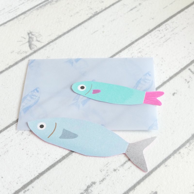 Small fish card set (mackerel and banded blue-sprat) - การ์ด/โปสการ์ด - กระดาษ หลากหลายสี