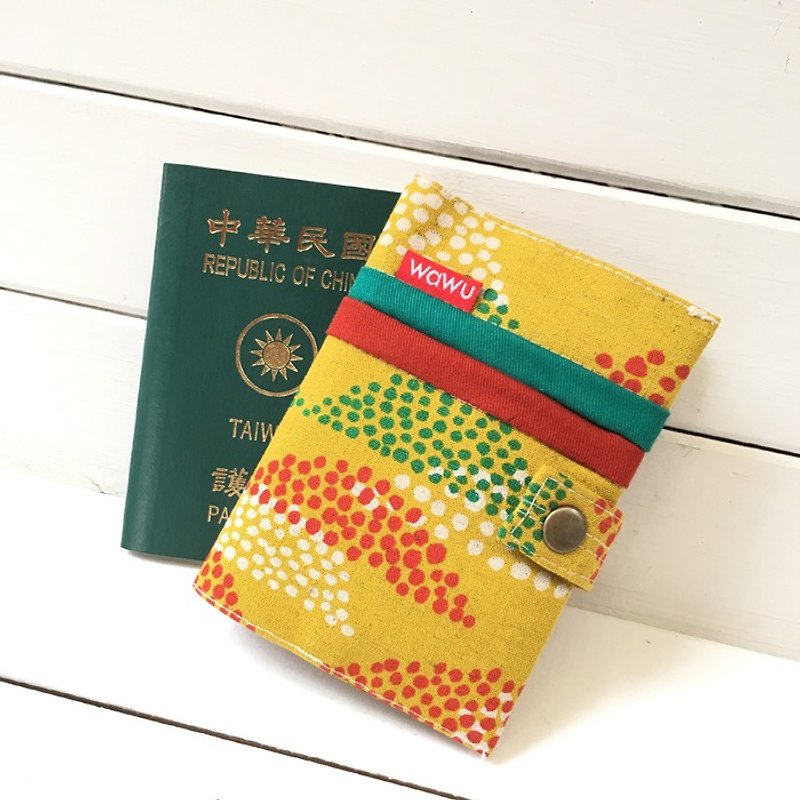 WaWu 護照套 (香料咖哩) 限量日本布 - 護照套 - 棉．麻 黃色