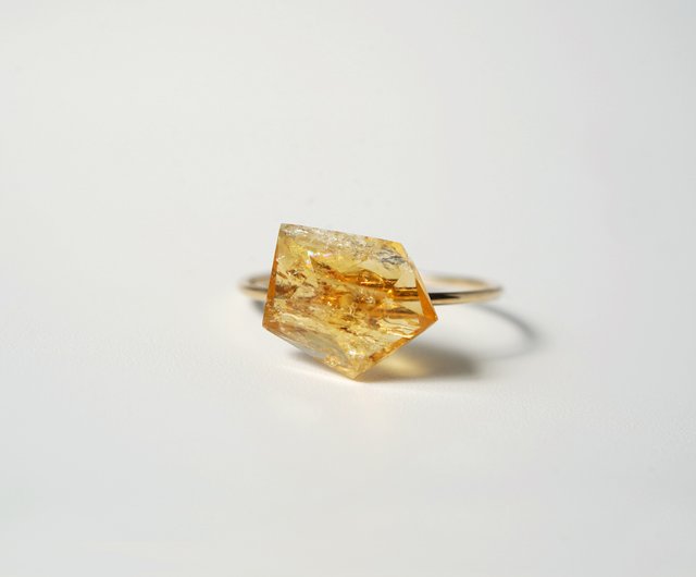 K10YG 天然石リング【Imperial Topaz】 - ショップ temtem リング - Pinkoi