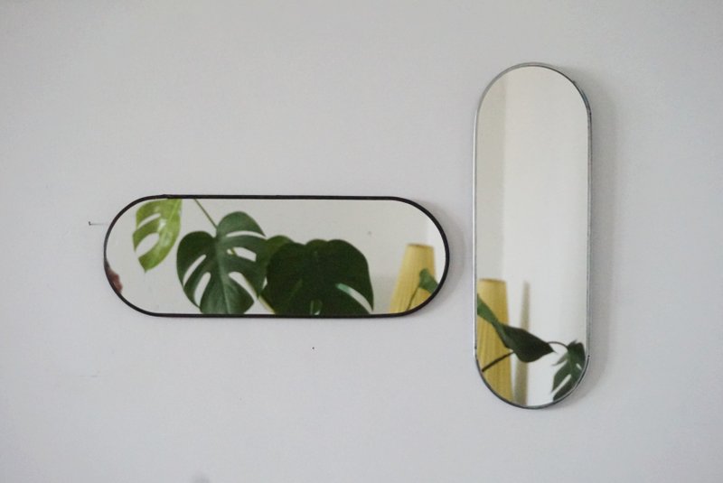 Oval mirror wall decor, Small wall mirror Aesthetic mirror, Decorative mirror - 壁貼/牆壁裝飾 - 玻璃 