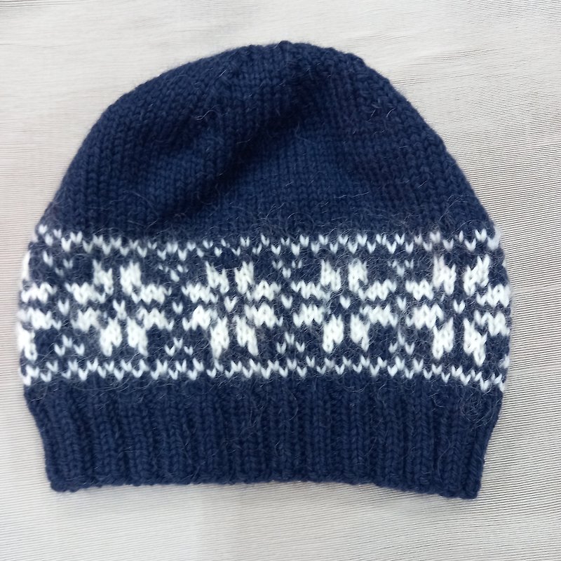 【Ani】Christmas Snowflake Hat - หมวก - ขนแกะ สีน้ำเงิน