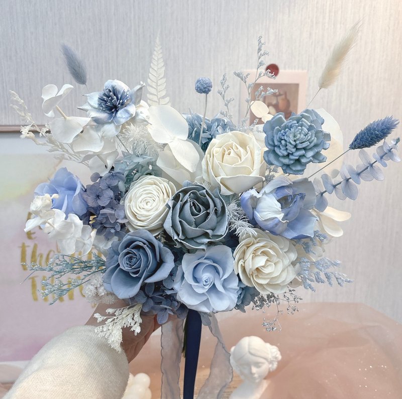 [Wedding Bouquet] Ocean White Sand Everlasting Bouquet Dried Flowers Valentine's Day Yuflorist - ช่อดอกไม้แห้ง - พืช/ดอกไม้ หลากหลายสี