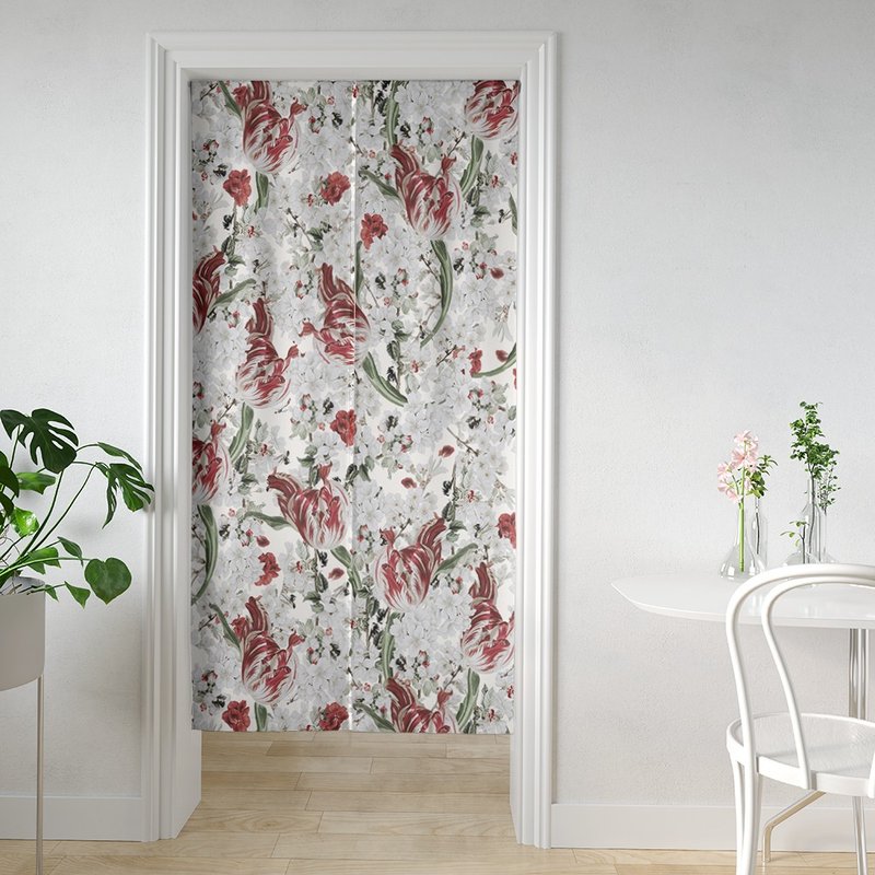 HC印花門簾 歐美花版 HC7007 雲影鬱香 鬱金香 蜜蜂 - 門簾/門牌 - 聚酯纖維 