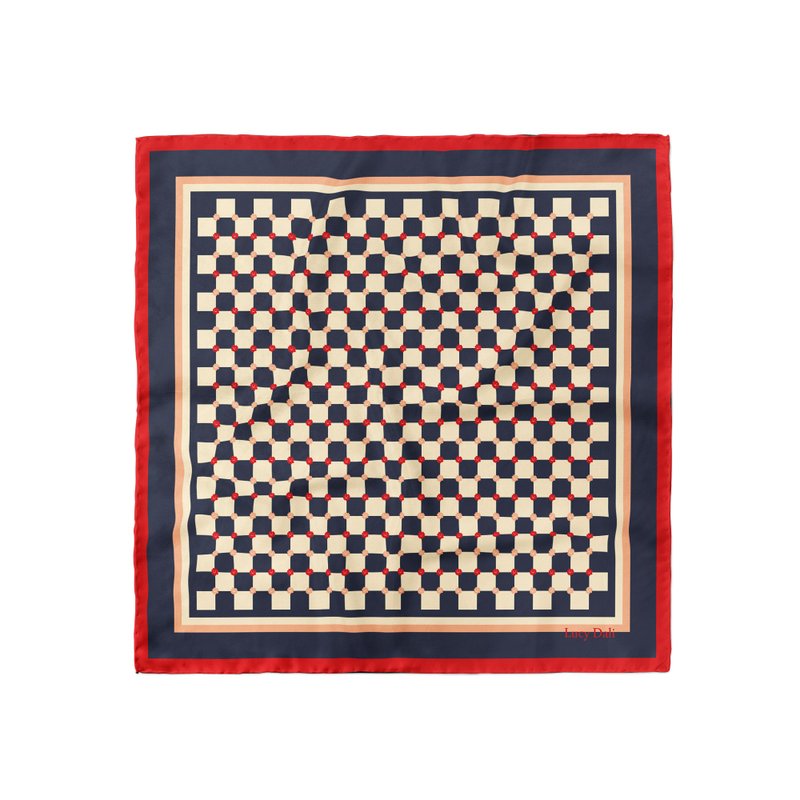 100% silk scarf in Chessboard print Gift for her 72x72cm - ผ้าพันคอ - ผ้าไหม หลากหลายสี