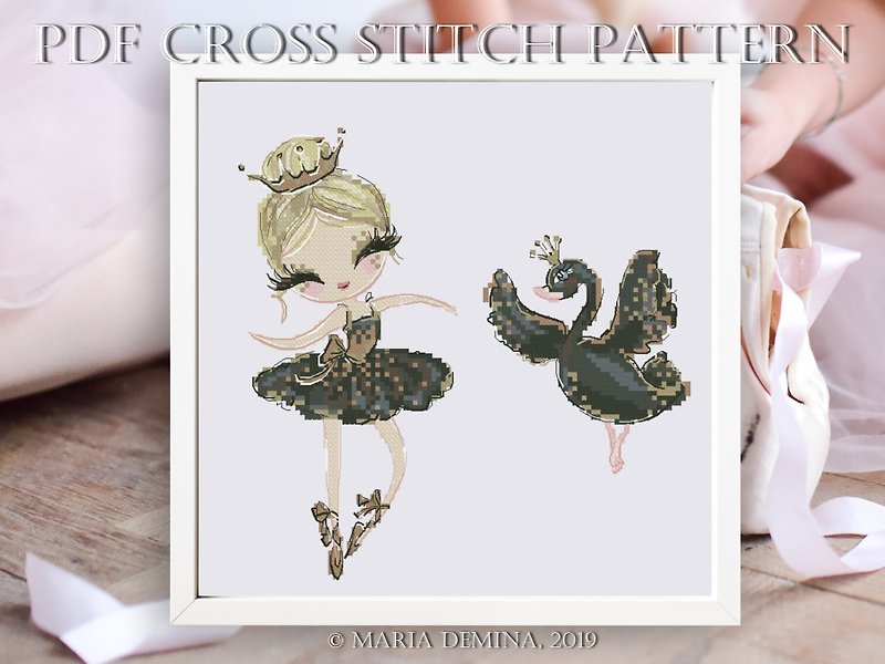 Odile (the Black Swan) Ballerina Girl PDF cross stitch pattern 芭蕾舞 女孩 十字绣 - DIY 教學/工具書 - 其他材質 