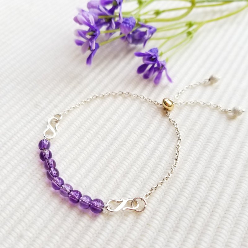 Amethyst Thin Silver Bracelet - Bracelets - Other Materials Purple