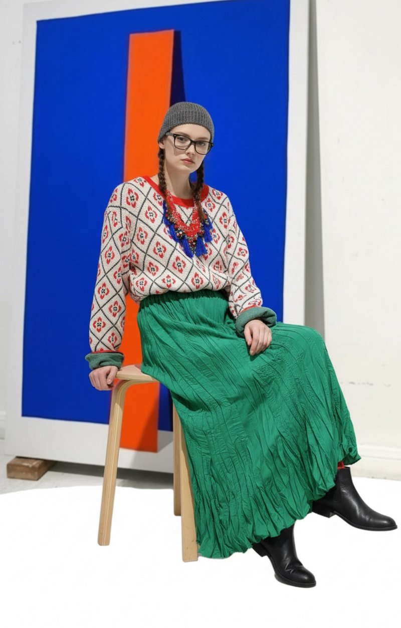 民族圖案棉質TOP - 連身裙 - 其他材質 白色