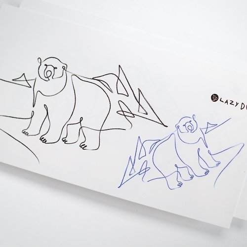 ╰ LAZY DUO TATTOO ╮ 北極熊紋身貼紙 極簡連貫幼線刺青 動物紋身貼紙防水超像真水印貼
