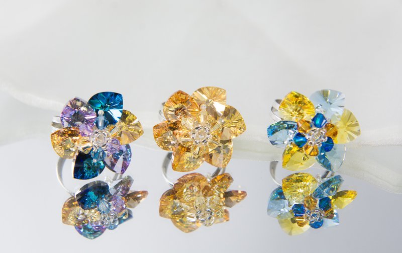 Shade of yellow swarovski rings - 戒指 - 水晶 橘色