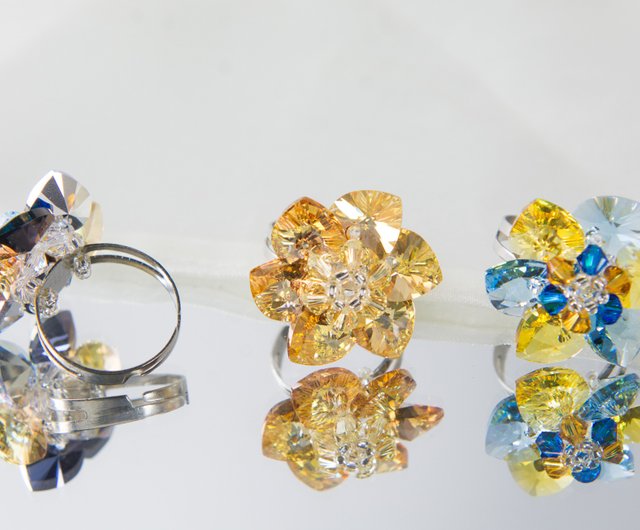 黄色のスワロフスキー リングの色合い - ショップ Z Crystals