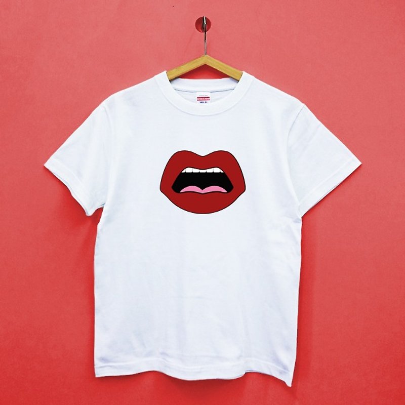 Lips lips - Japan United Athle pure cotton neutral T-shirt - เสื้อฮู้ด - ผ้าฝ้าย/ผ้าลินิน 
