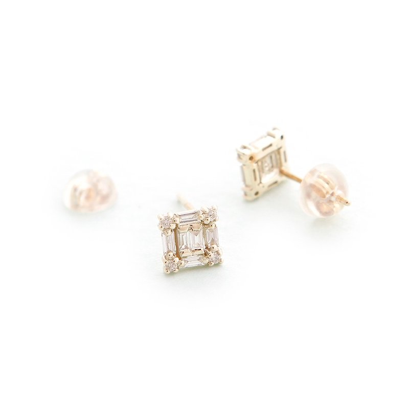 JewCas Carre Series 10K Gold Square Diamond Earrings BJC7077d - Earrings & Clip-ons - Other Metals Transparent