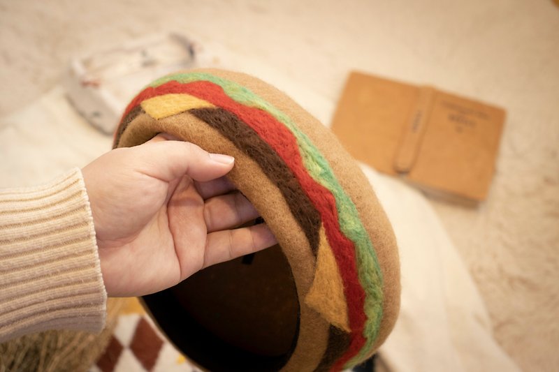 漢堡貝蕾帽 - 帽子 - 羊毛 咖啡色