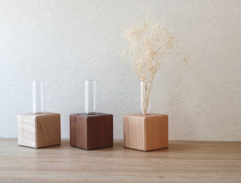 木製キューブ花瓶　３点セット - 花瓶/花器 - 木頭 卡其色
