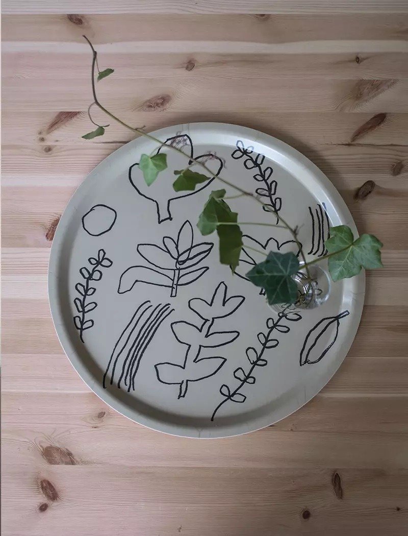 MOGU TAKAHASHI - 聯名圓型托盤 - BOTANIC TRAY,  (38cm) - 托盤/砧板 - 木頭 卡其色