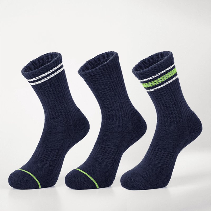 Freestyle Puzzle (Single Sock) - Navy Blue (F) - ถุงเท้า - ผ้าฝ้าย/ผ้าลินิน สีน้ำเงิน