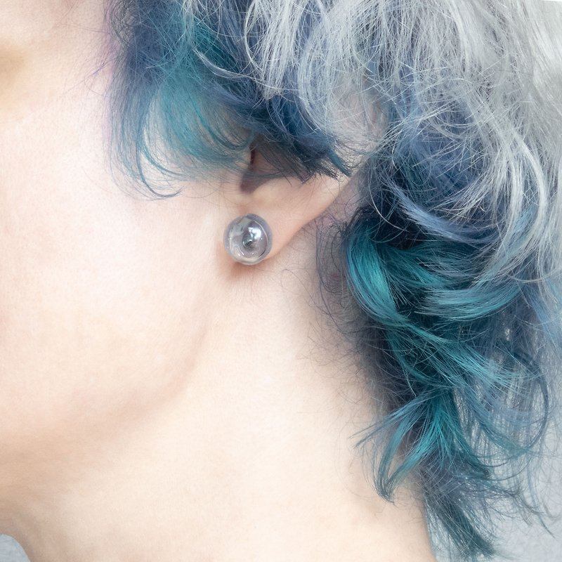 Blown Glass Stud Earrings: The Bubbles - ต่างหู - แก้ว สีน้ำเงิน