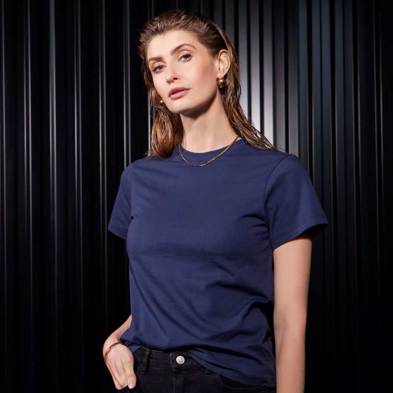 Bread & Boxers Crew-Neck Cotton 純有機棉女用圓領T - 海軍藍 - 女 T 恤 - 棉．麻 藍色