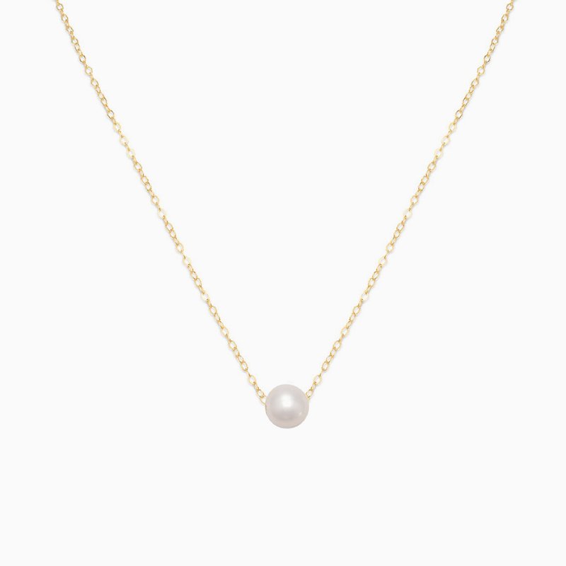 極簡單顆淡水珍珠鎖骨項鍊 - 14K注金 - 珍珠項鏈 - 淡水珍珠 - 項鍊 - 寶石 金色