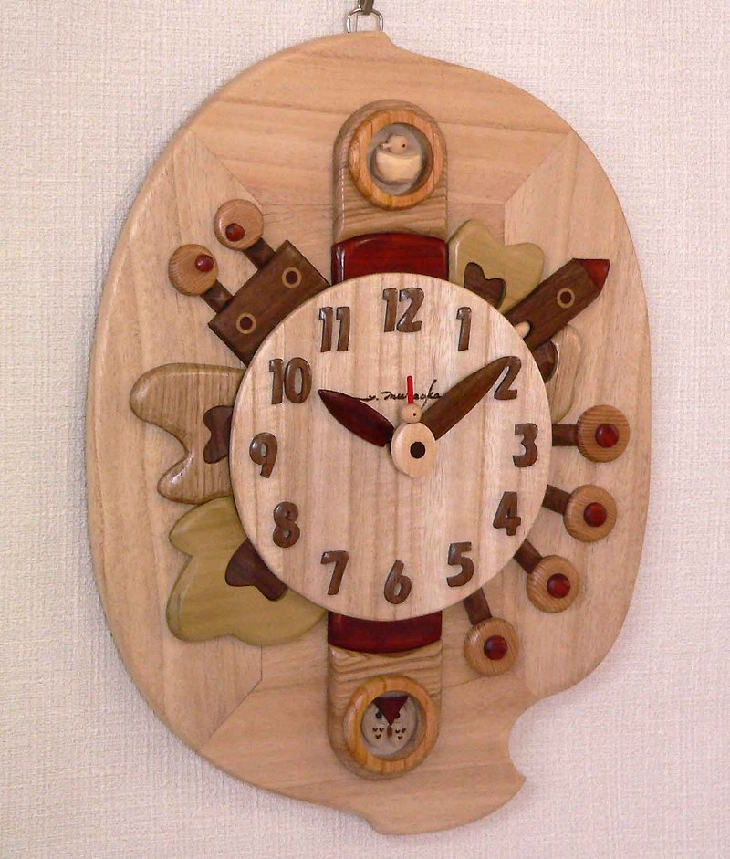 Clock Leaf - นาฬิกา - ไม้ สีนำ้ตาล