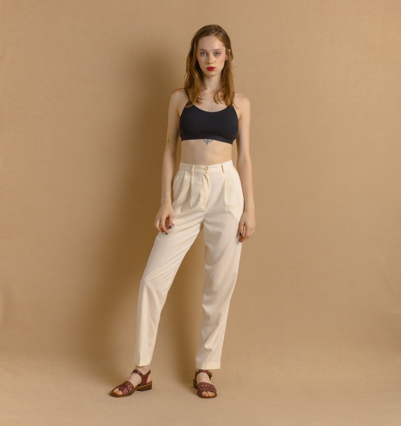 United Colors of Benetton Pants Vintage 90s Straight Classic Pants 7873 - 女長褲 - 其他材質 白色