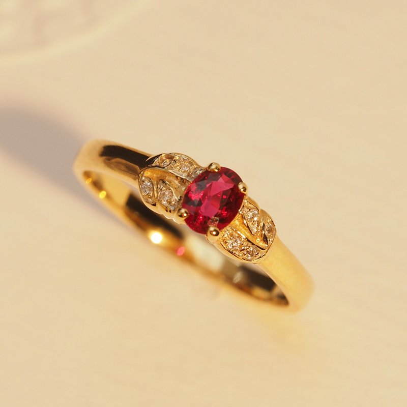 18K金紅寶石復古戒指 18K Gold Songea Ruby Vintage Bow Ring - 戒指 - 貴金屬 