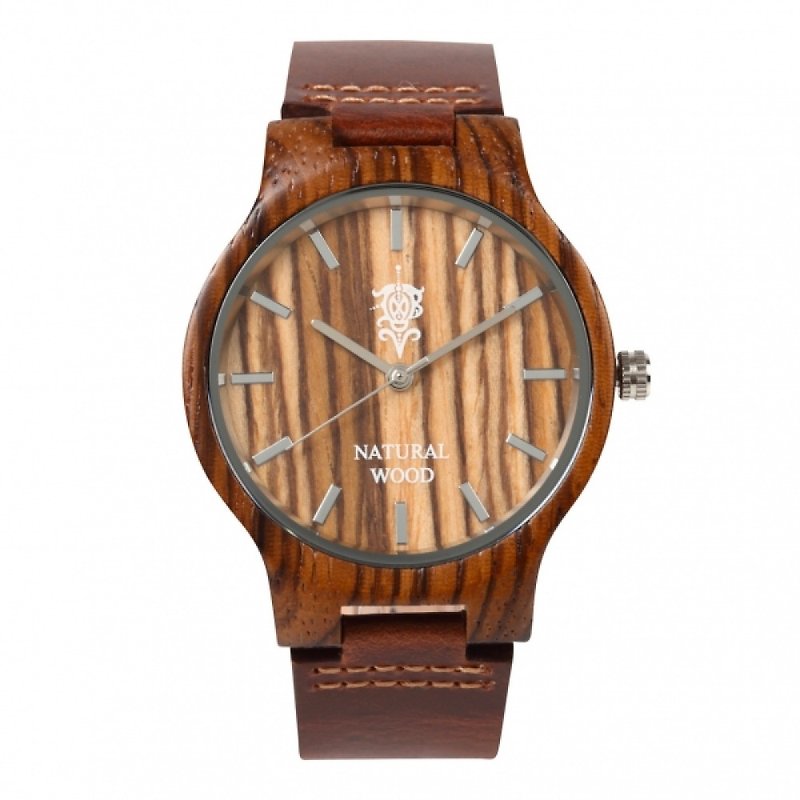 EINBAND Luft Zebrawood 40mm Wooden Watch LeatherBelt - 腕時計 ユニセックス - 木製 ブラウン