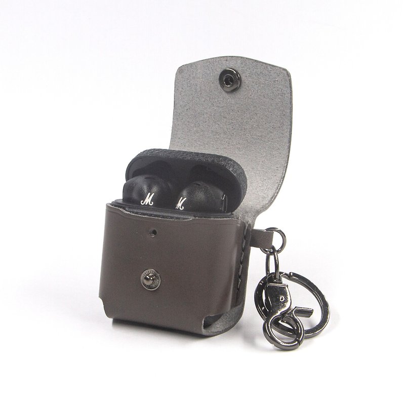 Engravable Marshall Minor iii earphone charging case custom leather protective case genuine leather earphones - หูฟัง - หนังแท้ หลากหลายสี