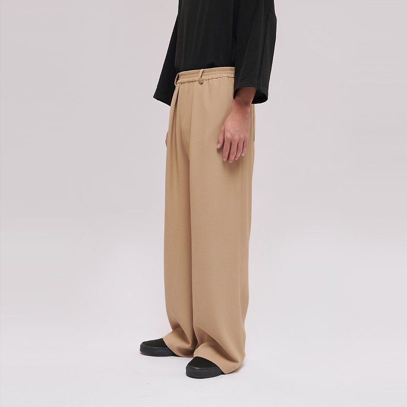 Elastic-Waist Suit Pants - Men's Pants - Polyester Khaki
