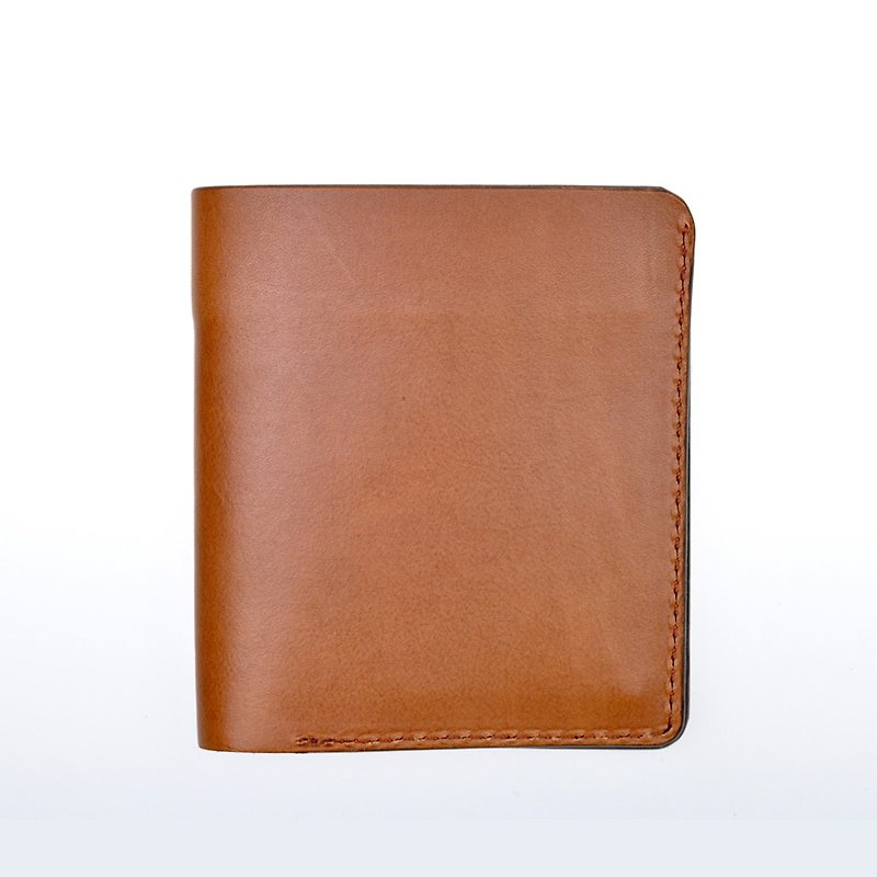 [DOZI leather hand-made] short clip on the 10th. Thin models short clip, wallets, can change the design, this section has a mezzanine notes, insert the card. For the dyeing of leather production, free to color, light tea-like figure with umber - กระเป๋าสตางค์ - หนังแท้ หลากหลายสี